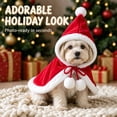 thumbnail image 1 of Pet Santa Cape Christmas Pet Hooded Cloak with Pom Poms White Soft Adjustable Pet Holiday Dress Up Outfit for Small Dogs Cats Xmas Photo Party M, 1 of 6