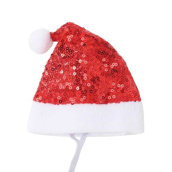Pet Santa Hat Christmas Costume Headwear for Dogs Pet Festival Party Props Sequins Santa Cap Headband Pet Accessory