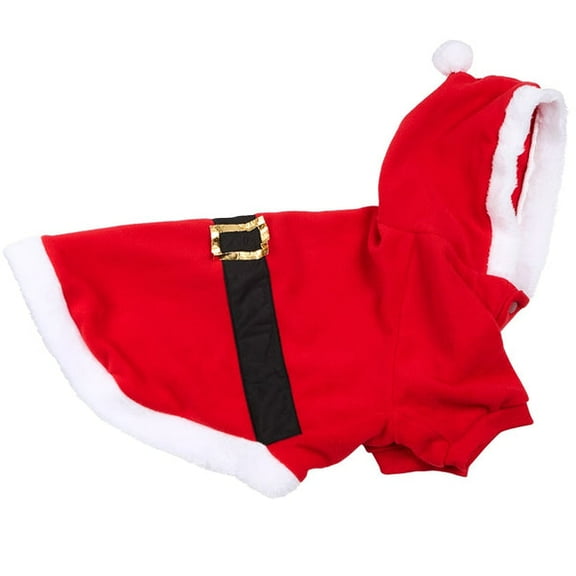 Pet Santa Or Reindeer Plush Fabric Costume With Hood - Santa Medium