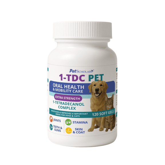 Pet Scholars 1-TDC Dental and Joint Health Softgel Supplement for Dogs and Cats - 120 Soft Gels Twist Off