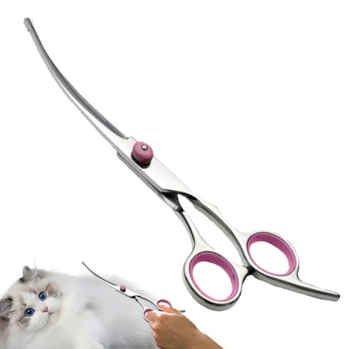 Pet Scissors for Grooming - Fashion Hair Cutting,Grooming Tool | Curved Dog Trimmer Trimming Hair Scissors | Safety Pet Tool Grooming Shears with Round Tips for Women & Men Pets Groomings Shears