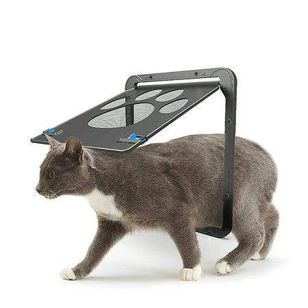 Pet Screen Door Magnetic Flap Screen Automatic Lockable Black Door for Small Cat Puppy