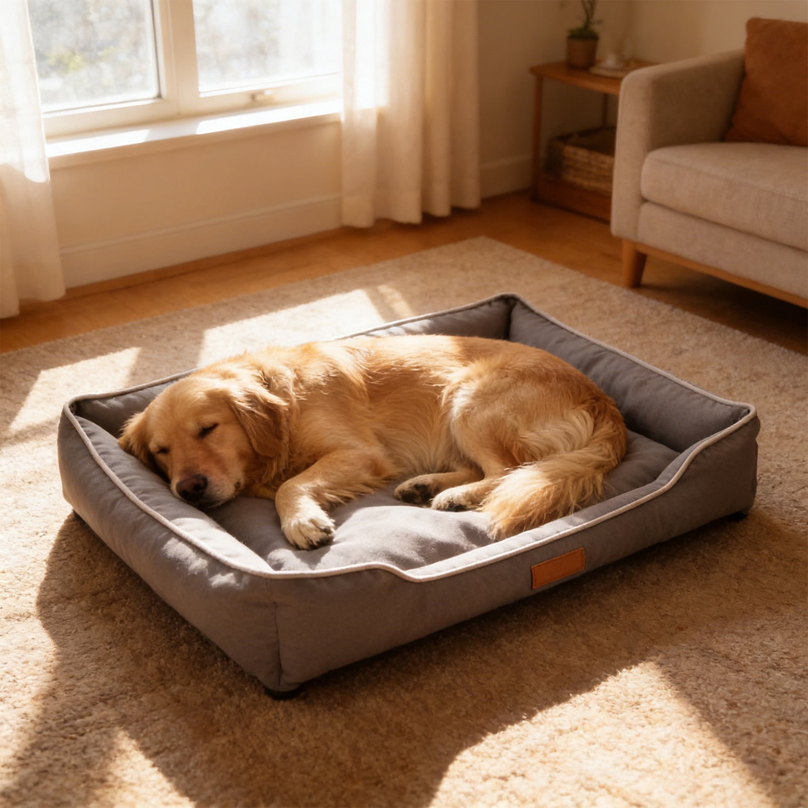 Pet Seat Cushion Cat Dog Bed Large Soft Cotton Filling Removable Washable Supportive Sofa Mat Lounge Bed for Pets Up to 25 lb Home Crate Car Travel Nap Plush Sleeping Pad Bedroom Couch Bed Lounger