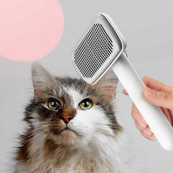 Pet Self-Cleaning Brush for Dogs and Cats Grooming with Gentle Care, Dual Function Hair Removal Brush to Reduce Shedding and Odor, Ergonomic Travel-Friendly Pet Brush Tool for Short and Long Coats