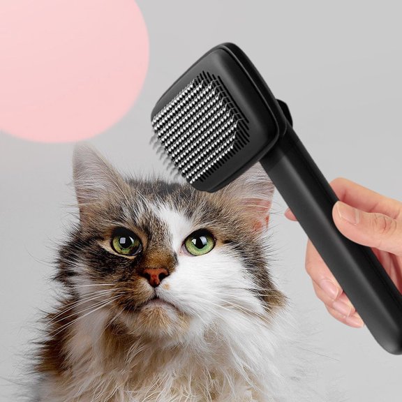 Pet Self-Cleaning Brush for Dogs and Cats Grooming with Gentle Care, Dual Function Hair Removal Brush to Reduce Shedding and Odor, Ergonomic Travel-Friendly Pet Brush Tool for Short and Long Coats