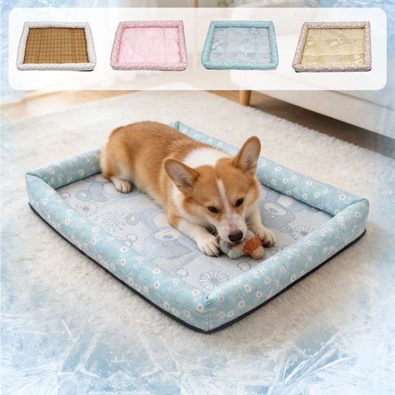 Pet Self-Cooling Gel Mat for Dogs Cats, Non-Toxic Ice Silk Fabric Anti-Slip Chilling Pad, Long-Lasting Cooling Foldable Portable Floor Protection for Indoor Outdoor Pet Resting, Purple-S