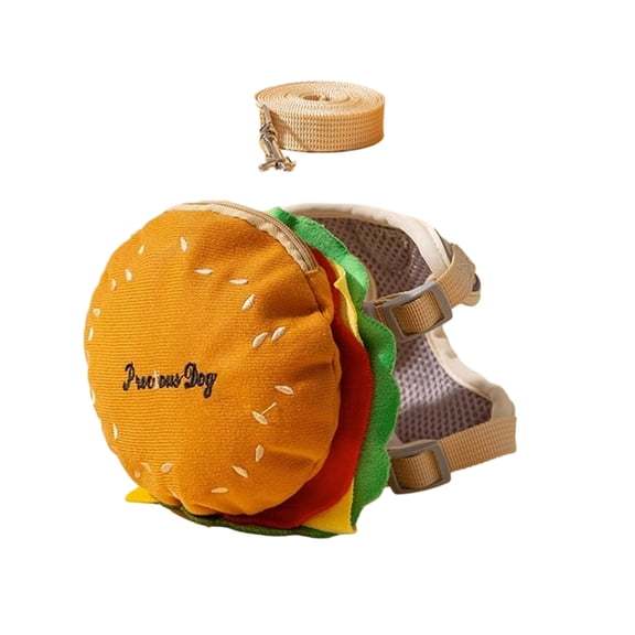 Pet Self-Wearing Hamburger Bag for Large Dogs Vest with Leash Set for Storage Poop Bags Treat Toy Phone