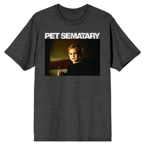 Pet Sematary Gage Creed Screenshot Men's Charcoal Heather Gray Short Sleeve Crew Neck Tee-3XL