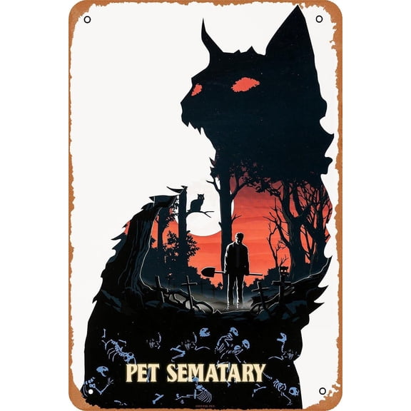 Pet Sematary Horror Movie Poster Vintage Look Metal Sign for Cafe Bar Pub Man Cave Home Wall Art Decor Gift Retro Tin Sign 12 X 8 inch