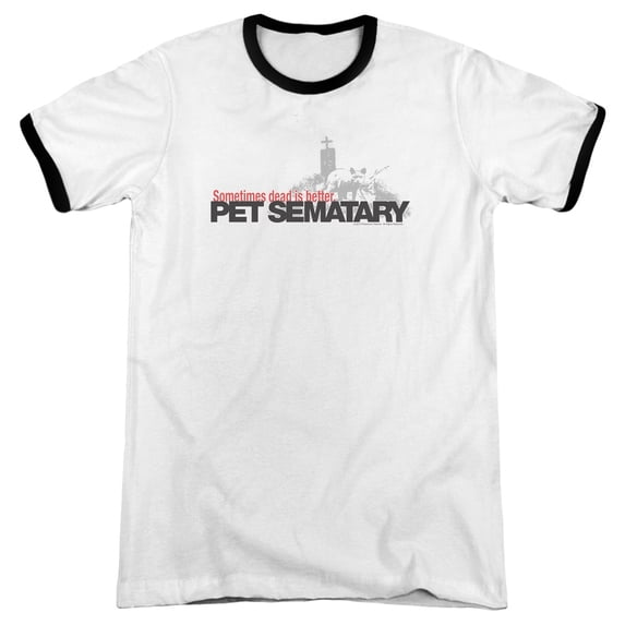 Pet Sematary Logo Adult Ringer T-Shirt White Black
