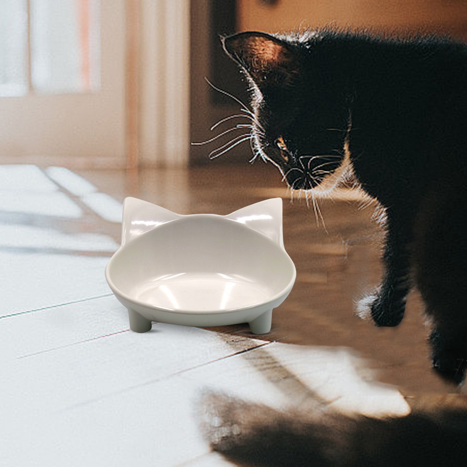 Pet Shallow Cat Food Bowl Wide Dish Non Slip Cats Feeding for Whisker