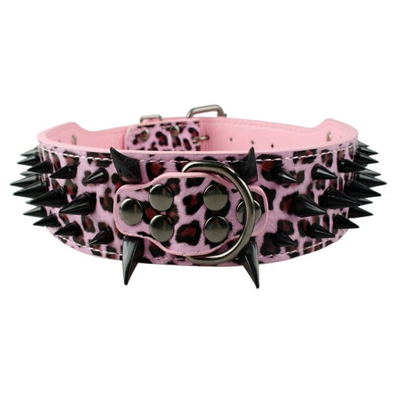 Pet Sharp Spiked Studded Dog Collar - Stylish Leather Dog Collars - 2 Inch in Width Fit for Medium & Large Dogs Pitbull Mastiff