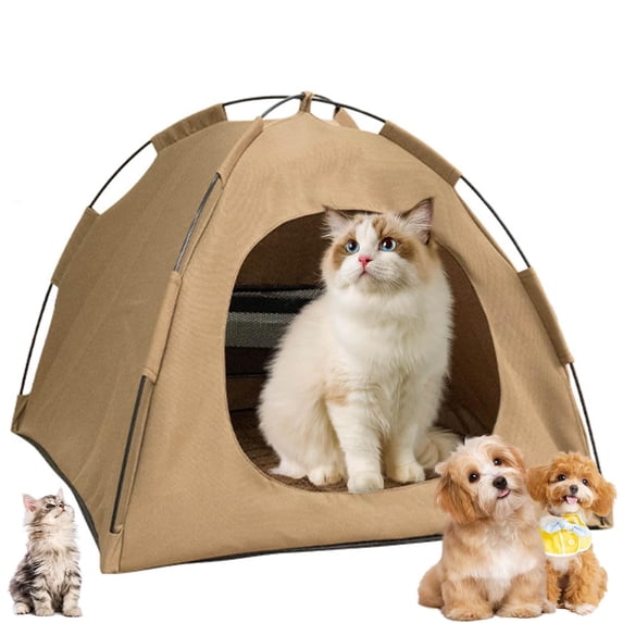 Foldable Cat Tent with Removable Cooler Pad for Indoor Outdoor Use - Breathable Pet Shelter in Soft Fabric for Cats and Dogs Portable Washable Escape
