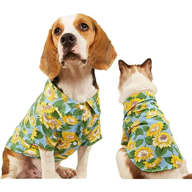 Pet Shirt Sunflower Dog Hawaiian Shirt Pet Clothes Floral T Shirt Hawaiian Outfits for Small Dogs Cats Blue Sunflower X Small Size for 1.1 3.3lb pets Walmart