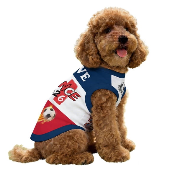 Pet Shirt, White Soccer Themed Breathable Sleeveless Dog Apparel, 1 Piece Casual Pet Tank Top for Small Medium Dogs Cats Puppy Kitten Wearing on Sports Events Daily Walking Parties