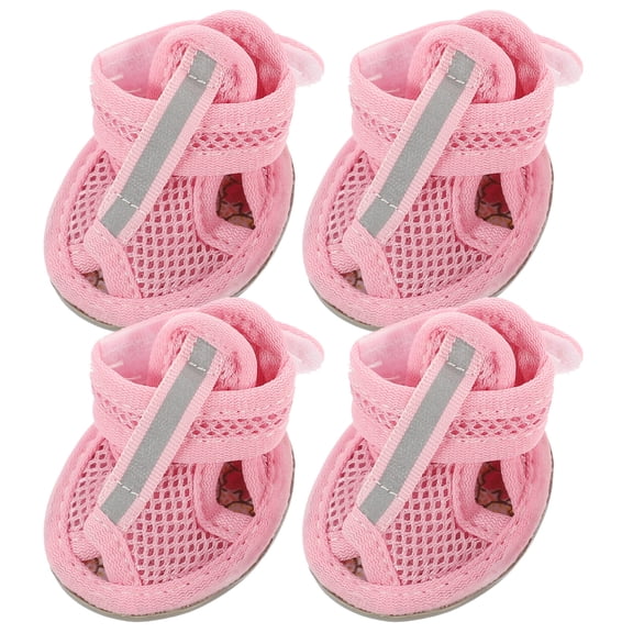 UKCOCO 4Pcs Pink Pet Shoes Breathable Mesh Sandals Summer Soft Sole Dog Foot Covers