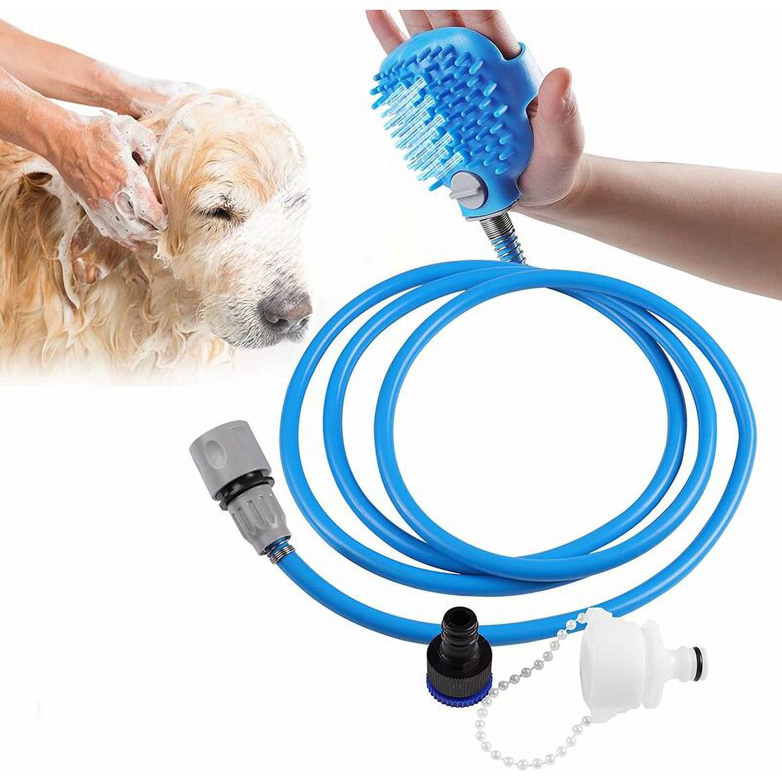 Pet Shower Head with Brush, 7.5ft PVC Hose and 2 Hose Adapters for Dog, Cat,Starlight