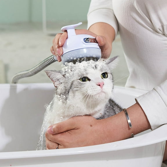 Pet Shower Set With Soft Brush Showerhead Sprayer Diverter For Bathroom Shower Arm