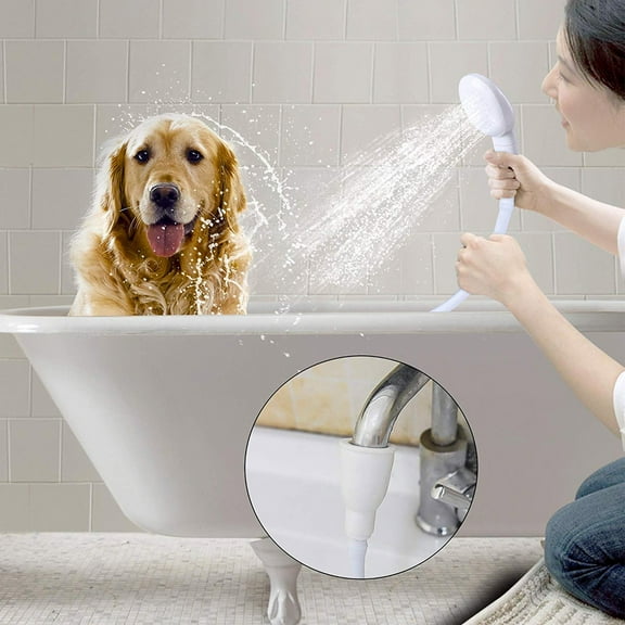 Pet Shower Sprayer Slip On Hose Portable Shower Head Dog Sprayer for Tub Faucet