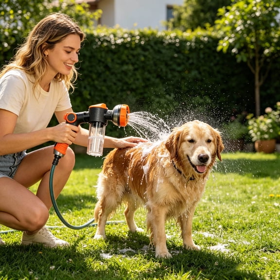Pet Shower Sprayer With Soap Dispenser, Watering Nozzle For Dog, Bathing Grooming Easy Control Dispenser, Dog Shower Tool For Cats Dogs