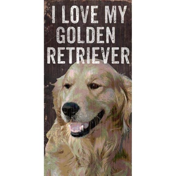 Pet Sign Wood I Love My Golden Retriever 5"x10" - Special Order