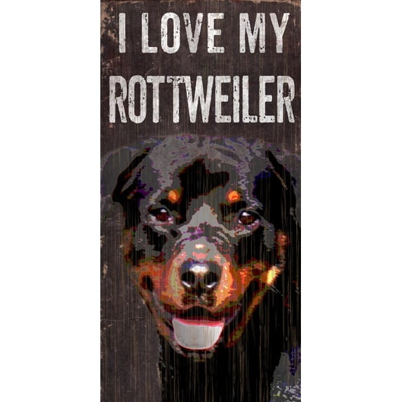 Pet Sign Wood I Love My Rottweiler 5"x10" - Special Order