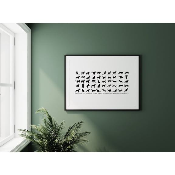 Pet Silhouettes Art Poster Cat & Dog Lover Decor Home Decor, 8x12 UNFRAMED