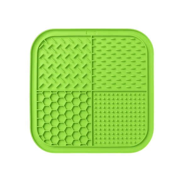 Pet Silicone Licking Slow Feeder Mat - Green, Helps Slow Pet Eating Pace, Easy to Clean, Non-Slip, Durable Silicone with Multiple Texture Areas - For Dogs and Cats, Suitable for Mealtime, Training Se