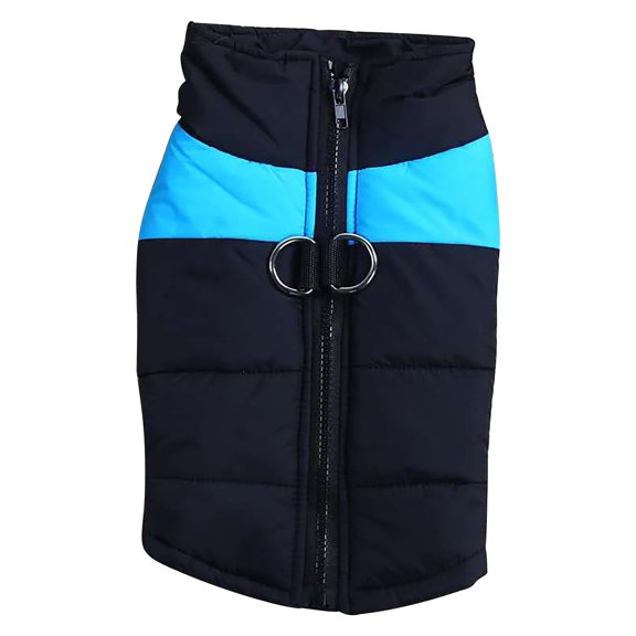 Pet Ski Wear Dog Vest Jacket, Breathable Warm Windproof Down Coat, Reflective Zipper Leash Ring Harness, Cold Weather Outdoor Walking Clothes for Puppies Dogs