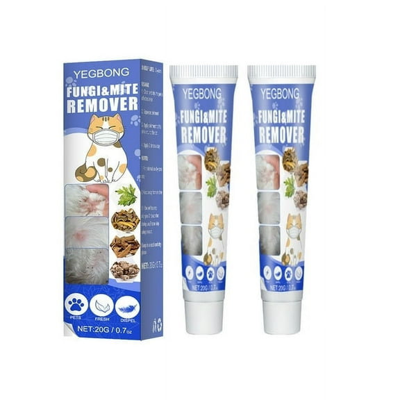 Pet Skin Cream, Dog Cat Treatment Ringworm Mites Anti-Itch Treats Stubborn Ringworm Removal Cream Puppy Kitten Pet Care Relief Itching Products, 20g (2PCS)