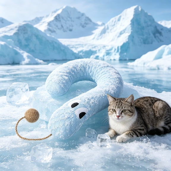 Pet Sleeping Cushion with Sisal Rattle Ball, Designed for Indoor Cat Daily Napping, Vacuum Compressed Shipment Cat Neck Support Pillow