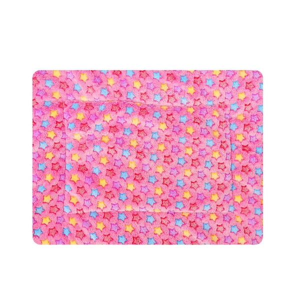 Pet Sleeping Mat, Soft Fuzzy Surface With Star Pattern, Warm Cozy Bed Pad For Dogs Cats Indoor Use - Pink Xl Size