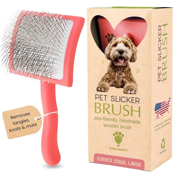 Pet Slicker Brush for Dogs Grooming Brush for Poodles, Doodles, and Golden Retrievers (Curved Large)