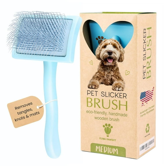Pet Slicker Brush for Dogs Grooming Brush for Poodles, Doodles, and Golden Retrievers (Curved Medium)