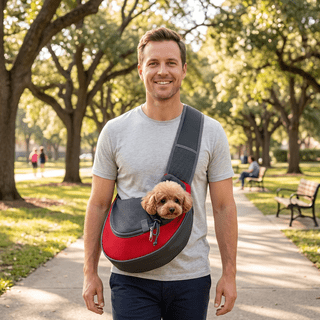 Pet Sling Carrier, Breathable Mesh Adjustable Front Pouch Travel Safe Sling Bag for Small Dogs Cats, Comfortable Durable Puppy Sling Carrier for Daily Walk