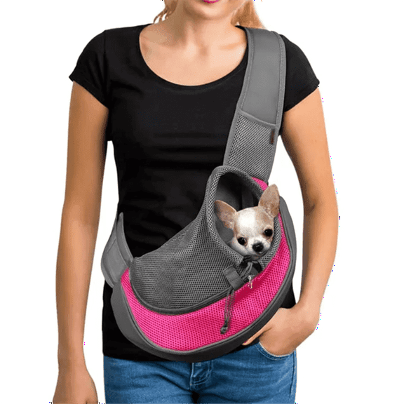 Pet Sling Carrier, Dog Sling Carrier with Breathable Mesh, Travel Safe Sling Bag Carrier for Small Dogs Cats Less Than 5lbs