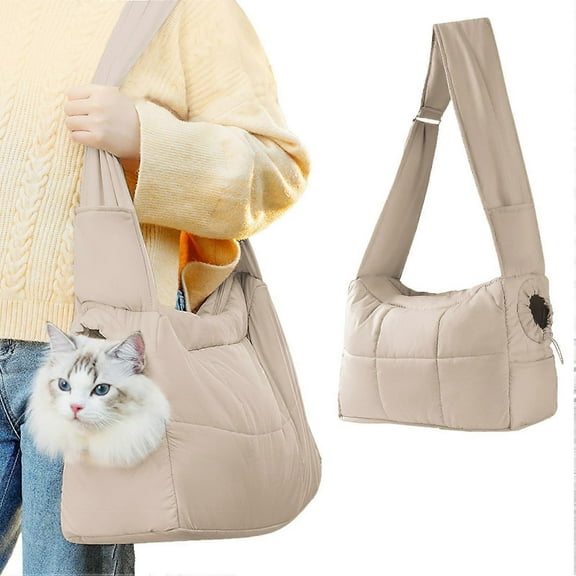 Pet Sling Carrier Soft Cat Carrying Bag with Support Pad Puppy Purse Carrier Adjustable Strap Travel Backpack for Small Dogs Kitten, Light Grey