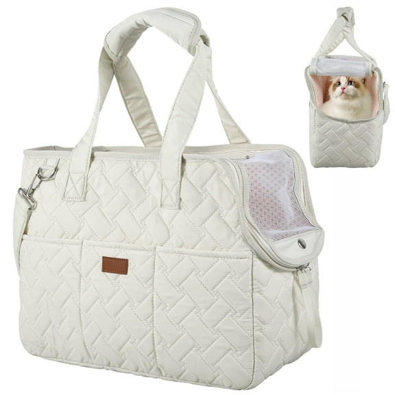 JTWEB Pet Sling Carrier for Small Dog Cats Handbag Doggie Carrying Shoulder Bag Travel Dog Sling Bag Pet Tote Bag with Breathable Mesh Free,White