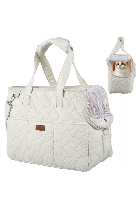 JTWEB Pet Sling Carrier for Small Dog Cats Handbag Doggie Carrying Shoulder Bag Travel Dog Sling Bag Pet Tote Bag with Breathable Mesh Free,White