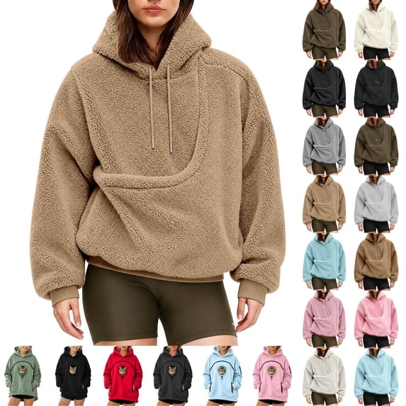 Pet Sling Hoodie for Women, Ultra-Soft Warm Pet Pouch Hoodies with Pocket Front Carry Pouch for Small Dogs and Cats Khaki S