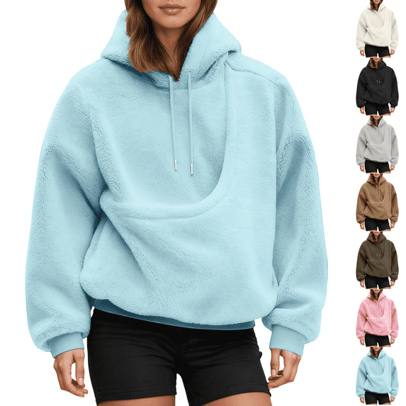 Pet Sling Hoodie for Women, Ultra-Soft Warm Pet Pouch Hoodies with Pocket Front Carry Pouch for Small Dogs and Cats Sky Blue L