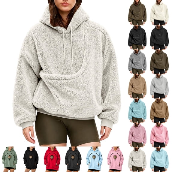 Pet Sling Hoodie for Women, Ultra-Soft Warm Pet Pouch Hoodies with Pocket Front Carry Pouch for Small Dogs and Cats White L
