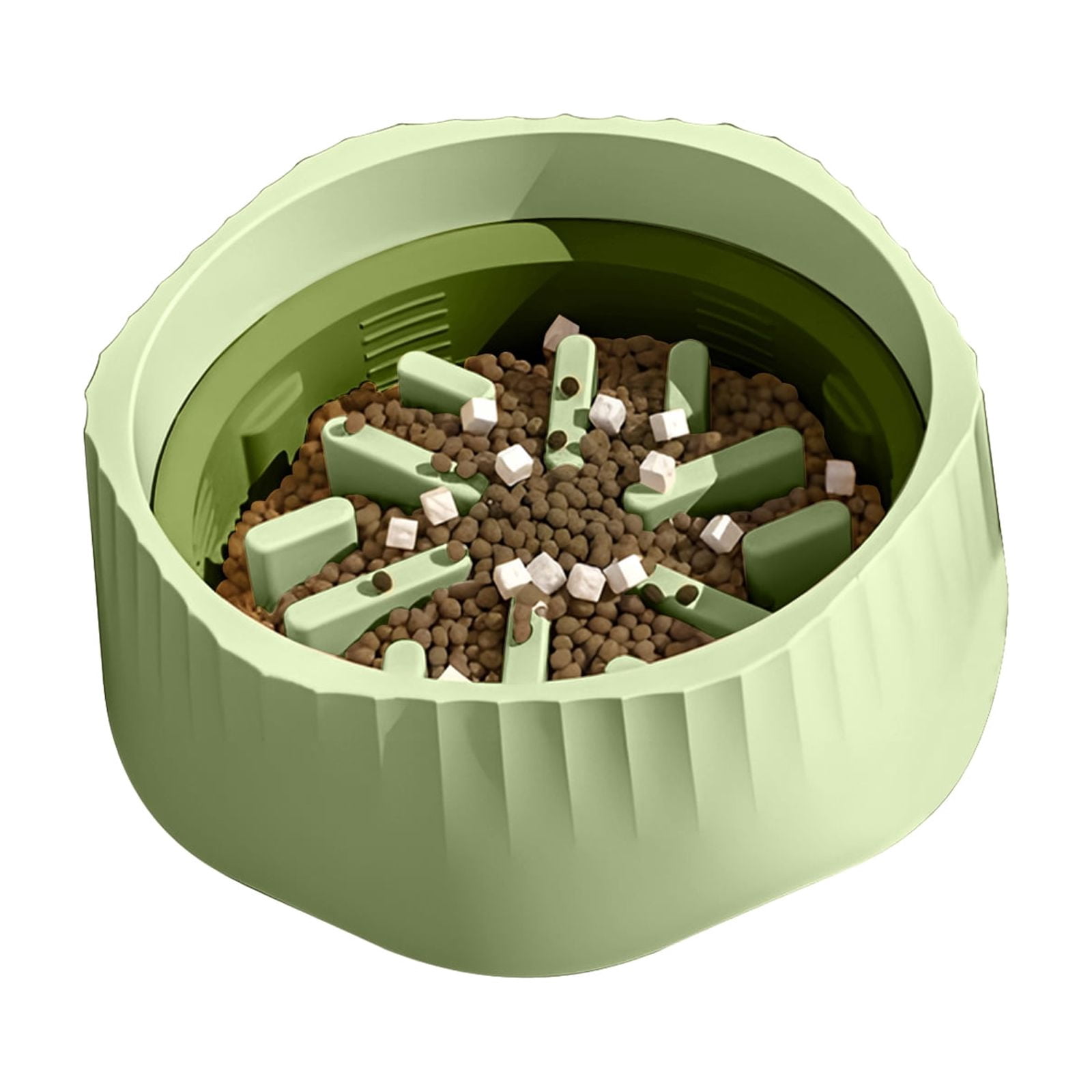 Pet Slow Feeding Bowl, Anti-Choking Bowl Switchable Anti-Slip Anti-Spill Dish for Dogs and Cats, Green
