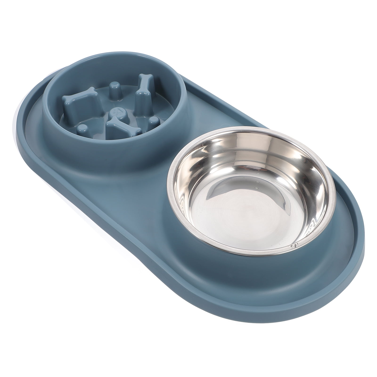 Pet Slow Food Bowl Prevent Choking Double Bowl Small Cats and Dogs