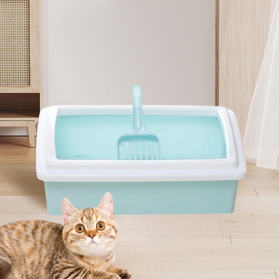 Pet Small Cat Toilet with Scooper Bunny Rectangle Potty Trainer, Corner Pet Pan for Small Animal/Rabbit