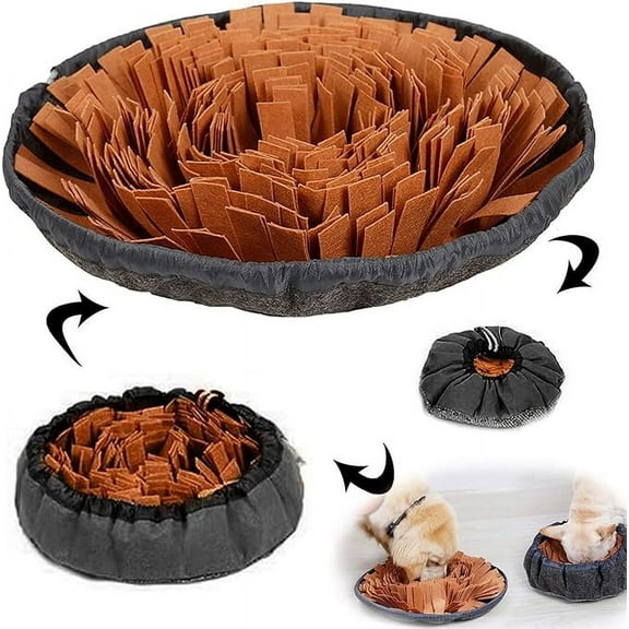 Pet Snuffle Mat for Dogs, Interactive Feed Game for Boredom, Encourages Natural Foraging Skills for Cats Dogs Bowl Travel Use, Dog Treat Dispenser Indoor Outdoor Stress Relief-Brown