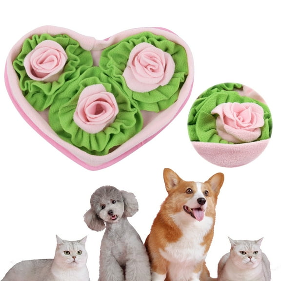Pet Snuffle Mat Rose Flower Shape Dogs Slow Feeding Mat Portable interactive Dog Puzzle Toys for Sniffing Dog Mental Stimulation Toys,Pink