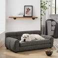 Small Rectangular Key Pet Sofa with Backrest and Armrests, Breathable Linen Fabric ...