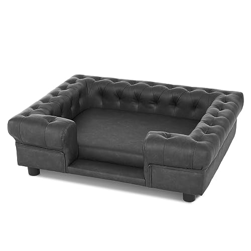 Pet Sofa Bed Dog Couch for Small Dogs, Faux Leather Dog Sofa with Small