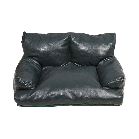Pet Sofa Bed for Dogs Cats, Leather Couch with Backrest & Armrests, Scratch-Resistant Non- Sleeping Lounge, Orthopedic Supportive Indoor Resting Furniture for Living Room